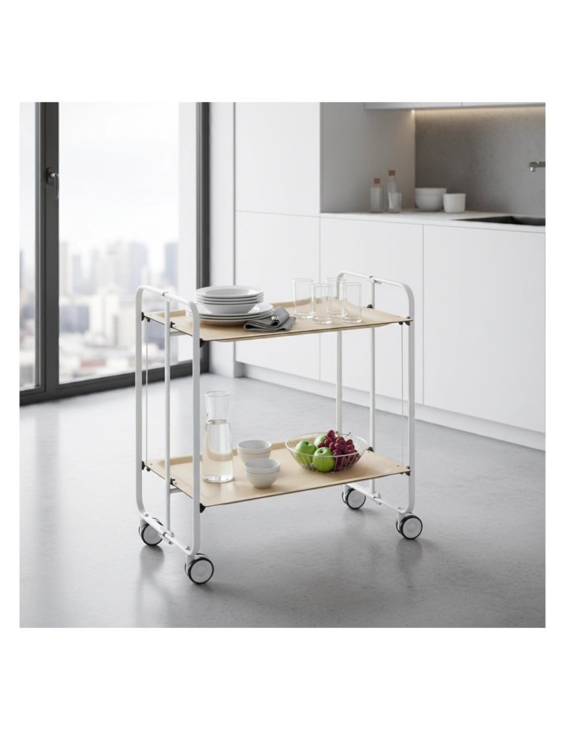 Carrello da cucina pieghevole grigio con ruote BAUHAUS 2 ripiani