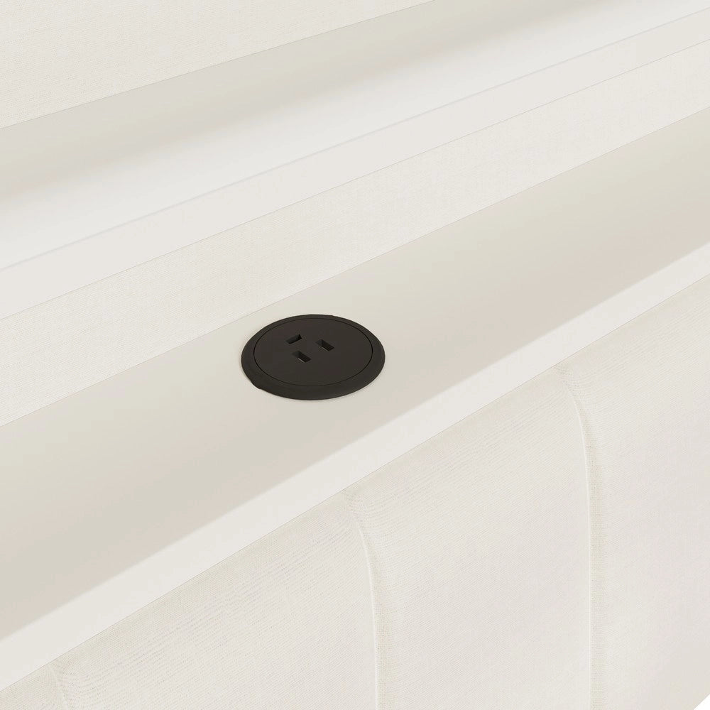 Letto Imbottito con Letto Estraibile e Scrivania ¨C MINIMAL ¨C Bianco, LED, USB, 140x200