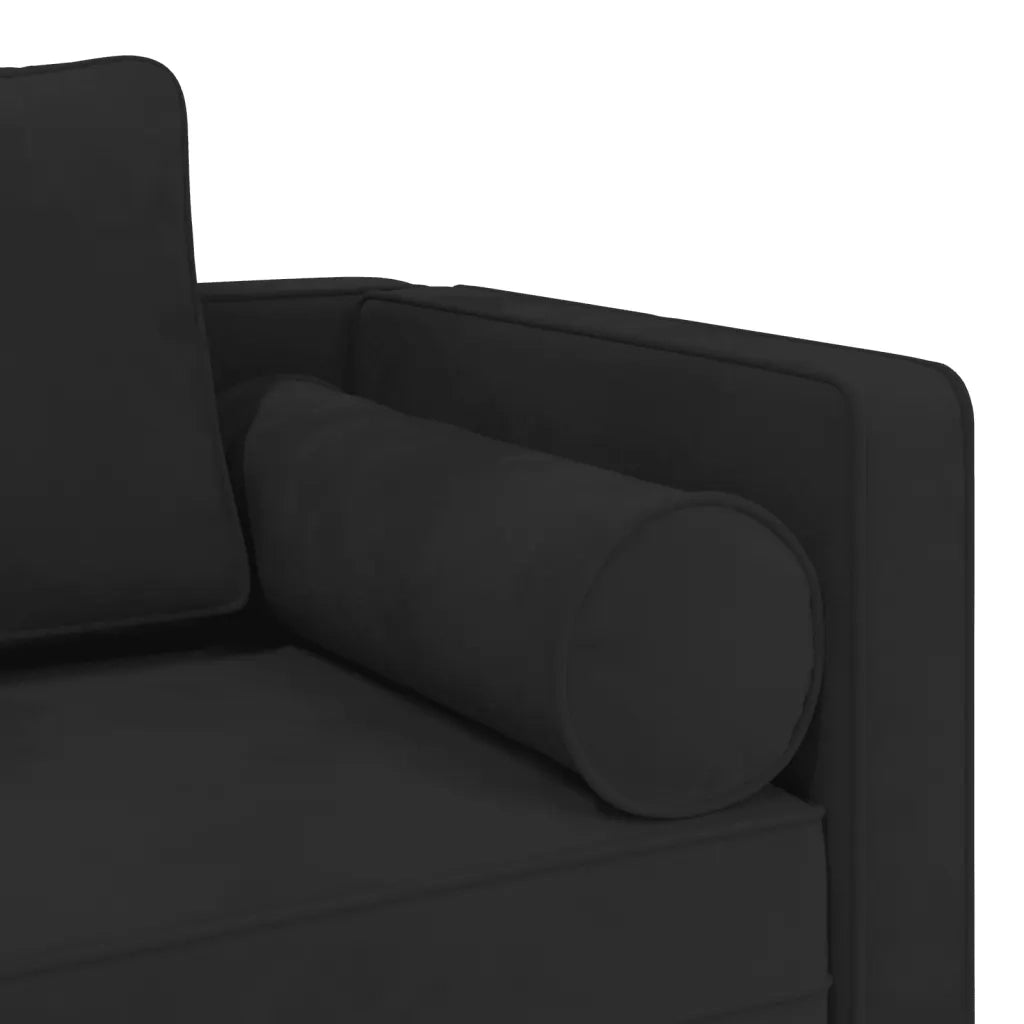 Chaise Lounge con Cuscini Nero in Velluto