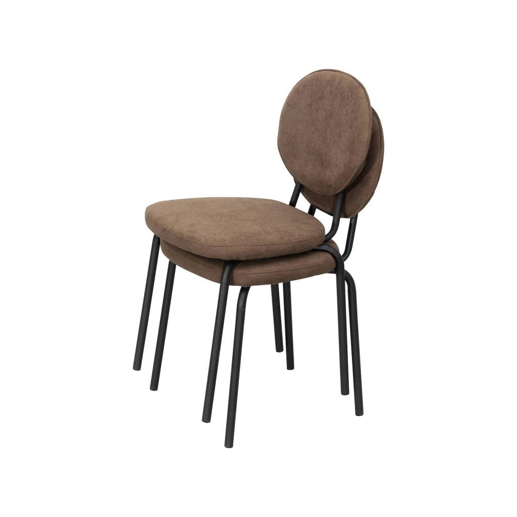 Set 2 sedie vintage in metallo e tessuto, marrone