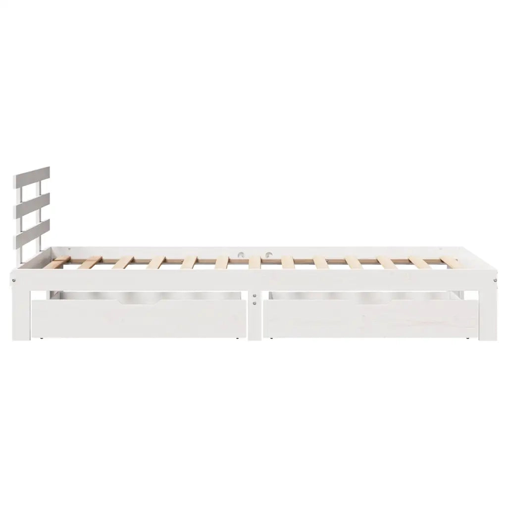 Giroletto con Cassetti Bianco 90x200 cm Legno Massello di Pino