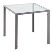 Tavolo da pranzo per 4 persone ¨C zephmum ¨C vetro temperato, metallo grigio, 75x75x75 cm
