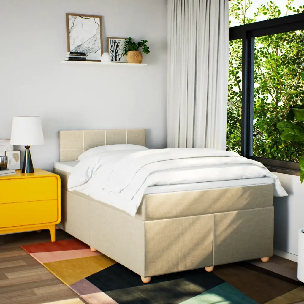 Giroletto a Molle con Materasso Crema 120x190 cm in Tessuto 3286624