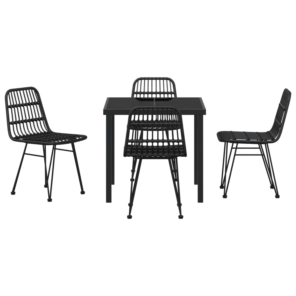 Set da Pranzo da Giardino 5 Pezzi Nero in Rattan Sintetico