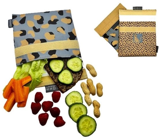 Set di snack, pranzo e pane (2-pack) in un design moderno a tema leopardo | Sostenibile, riciclabile e BPA-free – La scelta stile per snack sostenibili