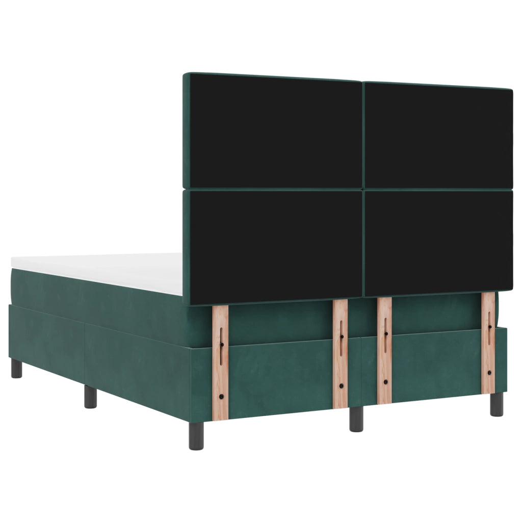 Letto a Rete con Materasso e LED Verde Scuro 140x200 cm Velluto
