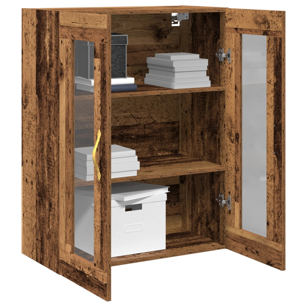 Armadio a muro con porte in vetro in legno vecchio 69,5x34x90 cm