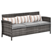 Divanetto da Esterno 3 Posti in Rattan PE, Divano da Esterno con Cuscini Imbottiti e Sfoderabili, per Giardino, Patio e Terrazzo, 173x68x78 cm, Grigio