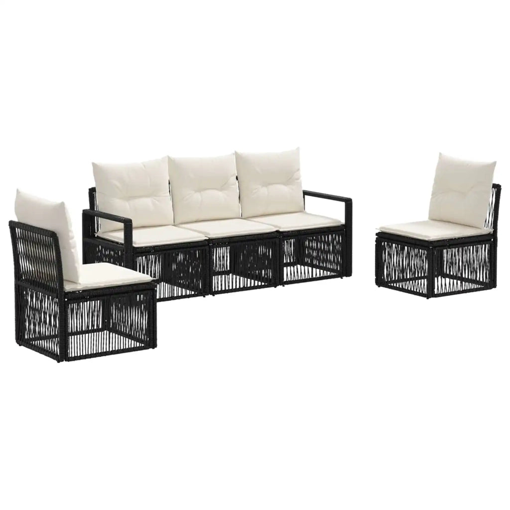 Set Divano da Giardino 5 pcs Nero polyrattan 3435667