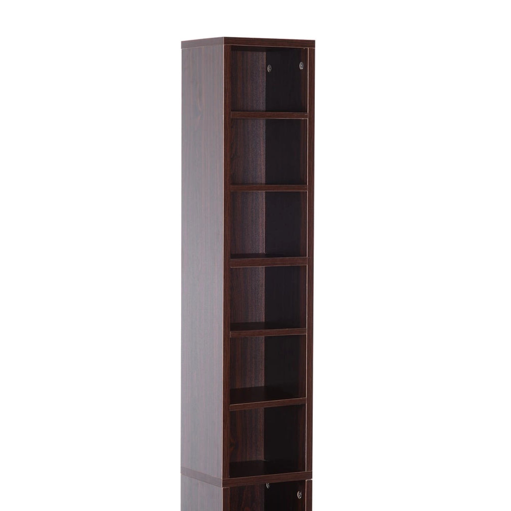 Libreria Mobiletto Colonna da Parete con Mensole in Legno Marrone 21x20x175 cm