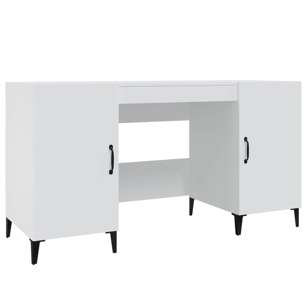 Scrivania tavolo postazione di lavoro mobile per computer studio 140 x 50 x 75 cm legno ingegnerizzato bianco 02_0023515