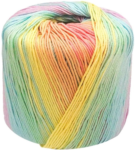 Filato di cotone per maglia - colore arcobaleno - 133M - filato leggero per accessori DIY