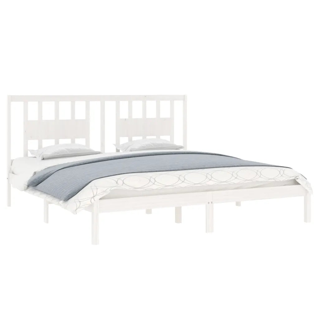 Giroletto-Struttura Letto Bianco in Legno Massello di Pino 200x200 cm 340492