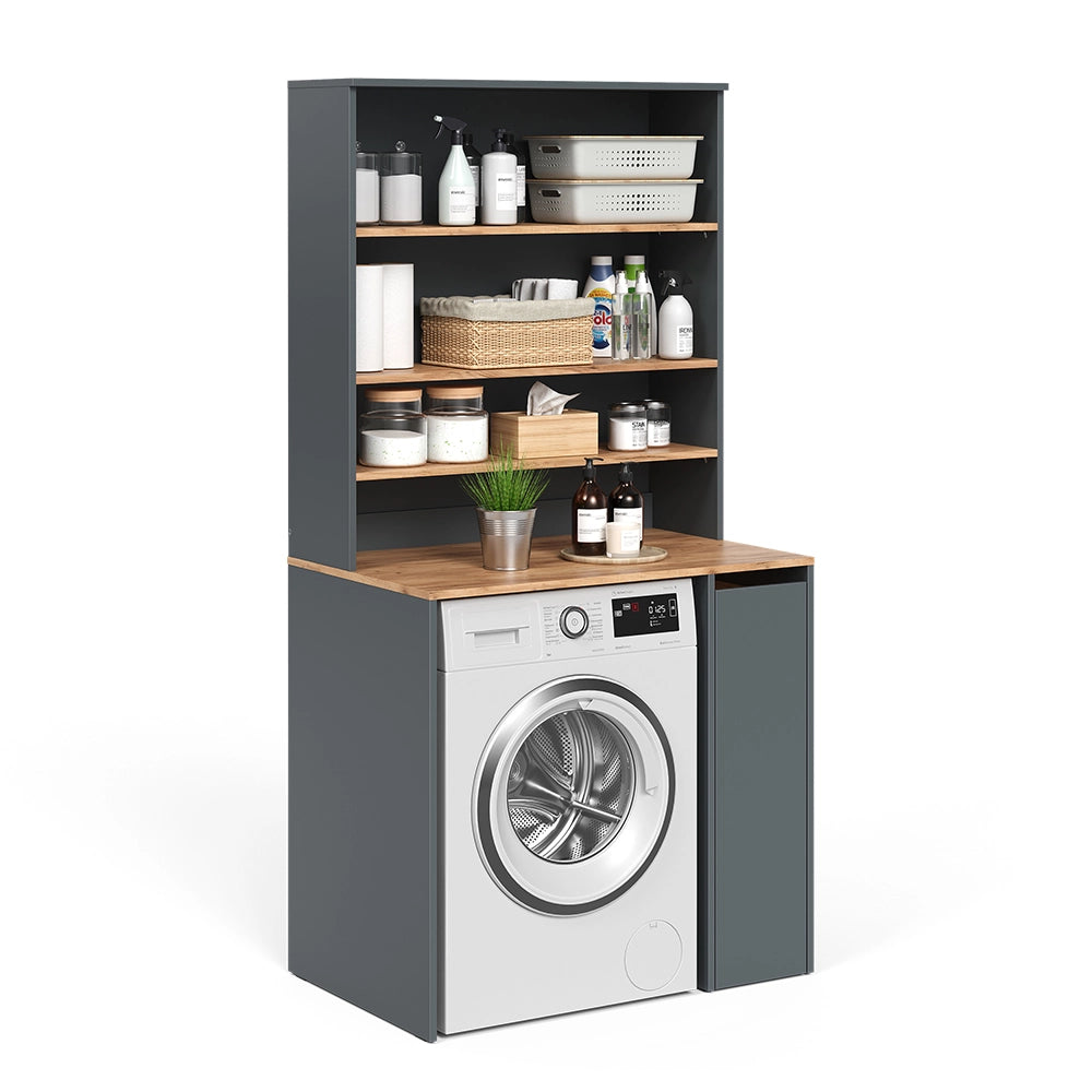 Vicco Mobile lavatrice Antracite/quercia dorata 93.6 x 88.2 cm 2 parti con armadio e ripiano