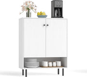 Credenza da Cucina, Armadietto da Terra Salvaspazio con 1 Ripiano Regolabile e 1 Vano, Mobiletto in Legno per Bagno, Soggiorno, Cucina, Ingresso, 75 x 35 x 95 cm, Portata 110 kg (Bianco)