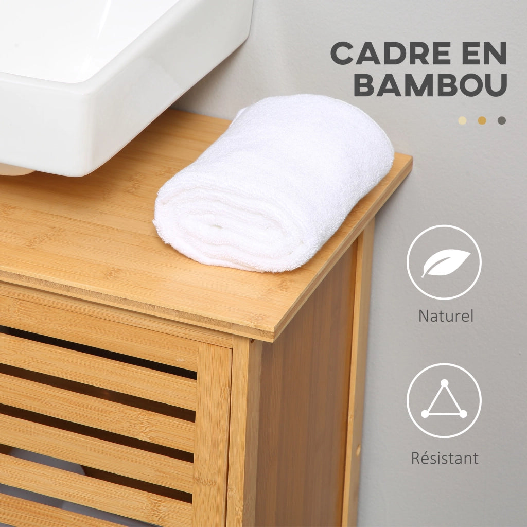Mobiletto sottolavabo bagno 2 ante ¨C zephmum ¨C bamb¨´ 66x29x61,5 cm