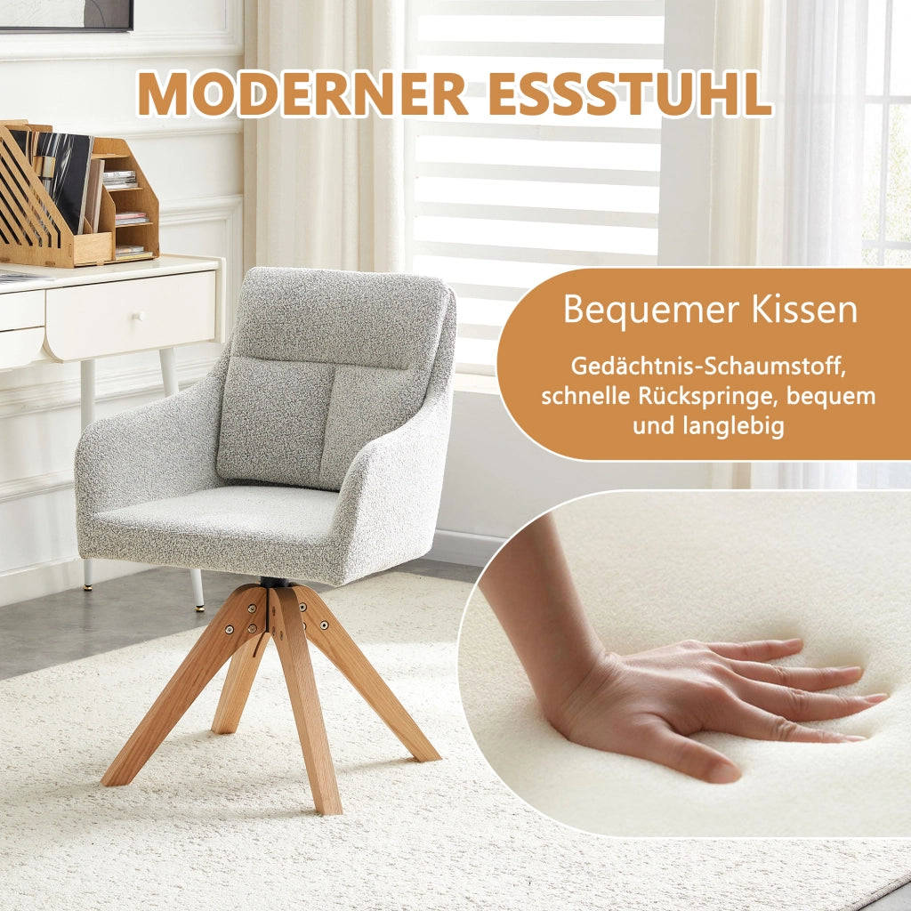 SEDIA Girevole Set da 2 pezzi 87 cm Tessuto grigio chiaro e legno massello