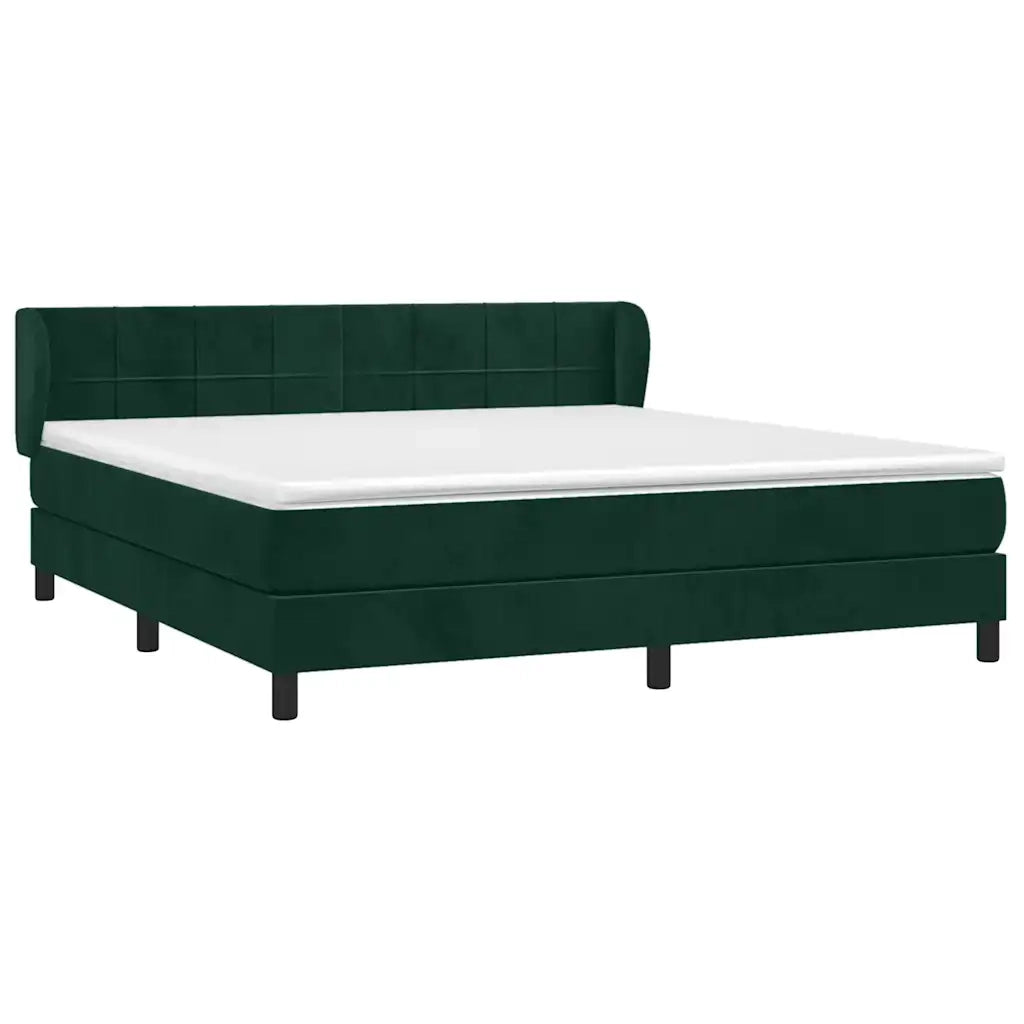 Giroletto a Molle con Materasso Verde Scuro 160x200 cm Velluto 3127502