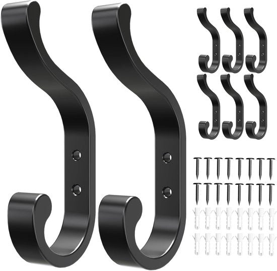 Set di 8 cappe per porta, cappe per porta con maniglia, maniglia per borsa, porta con maniglia moderna per parete, gancio per asciugamano da fissare con viti, maniglia per porta, porta con maniglia, maniglia per parete, maniglia per parete nera