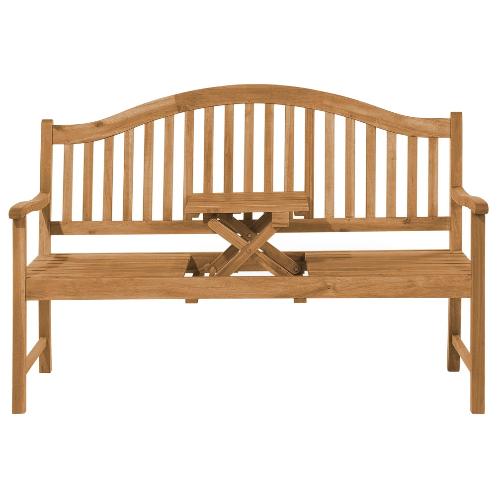 Panca da giardino leggera in legno di acacia da esterno a 3 posti con tavolino da tè