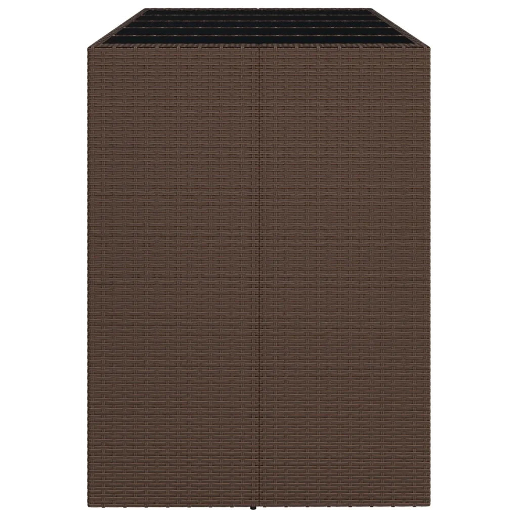 Tavolo Bar con Piano in Vetro Marrone 185x80x110 cm Polyrattan 362599