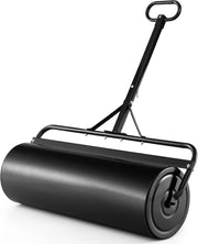 Rullo da Giardino Ø40 cm e 90 di Larghezza, Rullo da Prato in Metallo Manuale e per Trattorino, Rullo con Raschiatore Antisporco e Riempibile con Acqua/Sabbia (Nero, 113L)