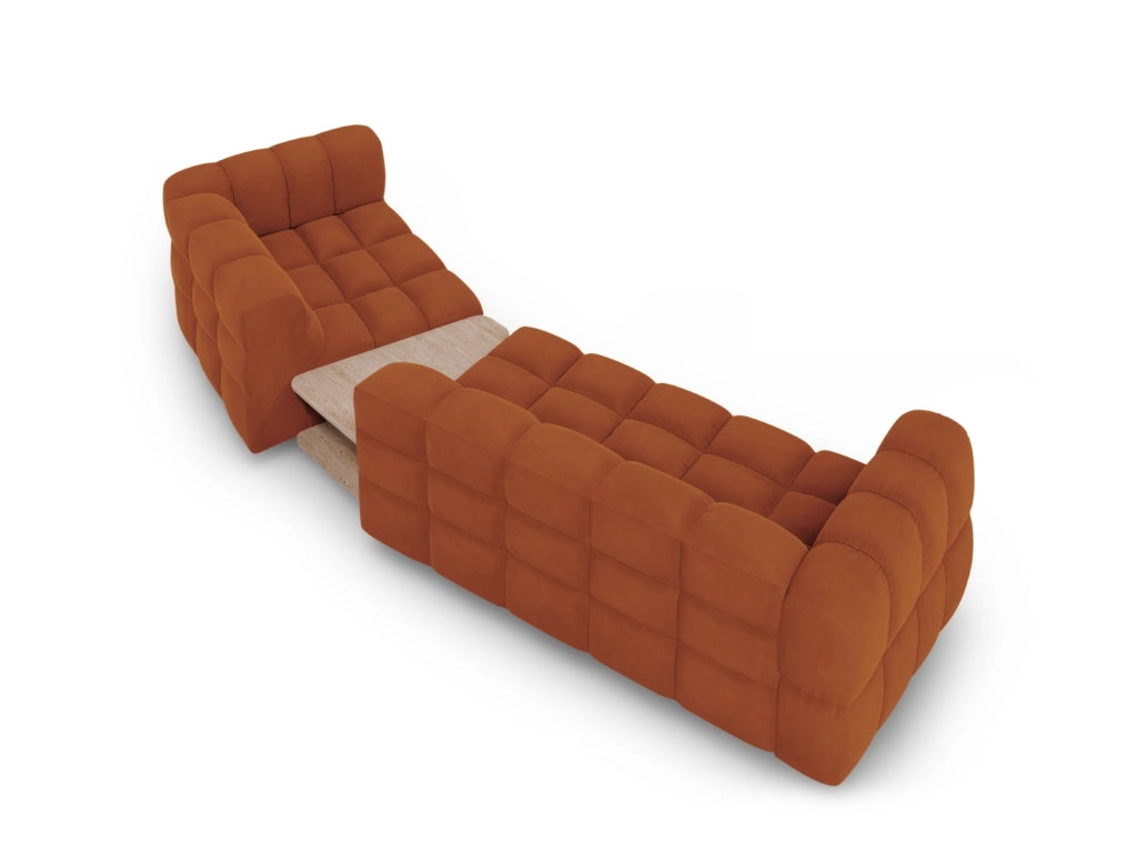 Cosmopolitan Design - Divano modulare destro "Sky" 3 posti in velluto terracotta 