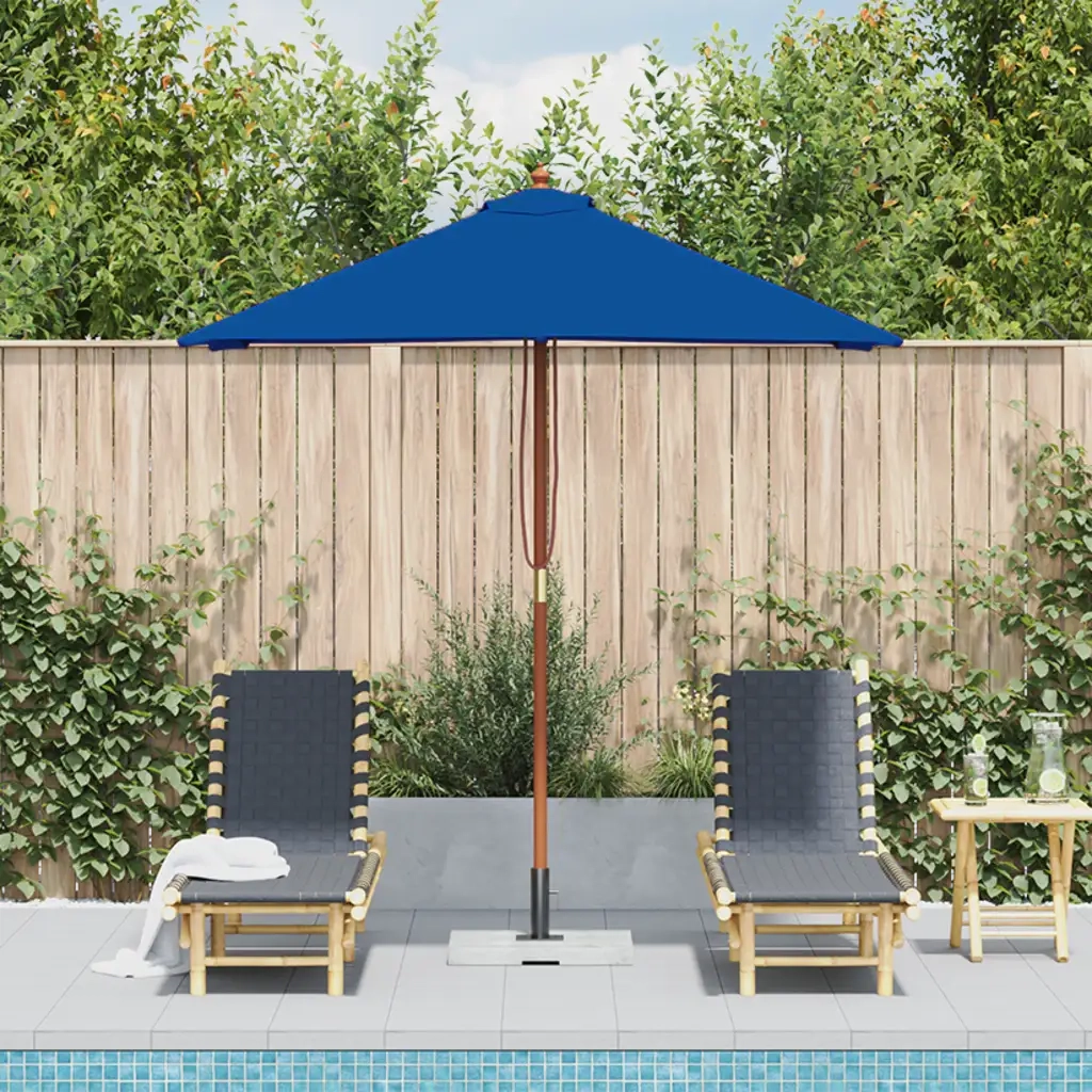 Ombrellone da Esterni con Palo in Legno 150x200 cm Blu cod mxl 19217