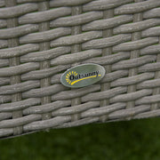 EasyComfort Set Giardino Esterno 3 Pezzi in Rattan PE e Acciaio, Set 2 Sedie con Cuscini Lavabili, Braccioli, Tavolino da Caffè con Piano in Vetro, Salotto da Giardino Balcone Patio Cortile, Grigio