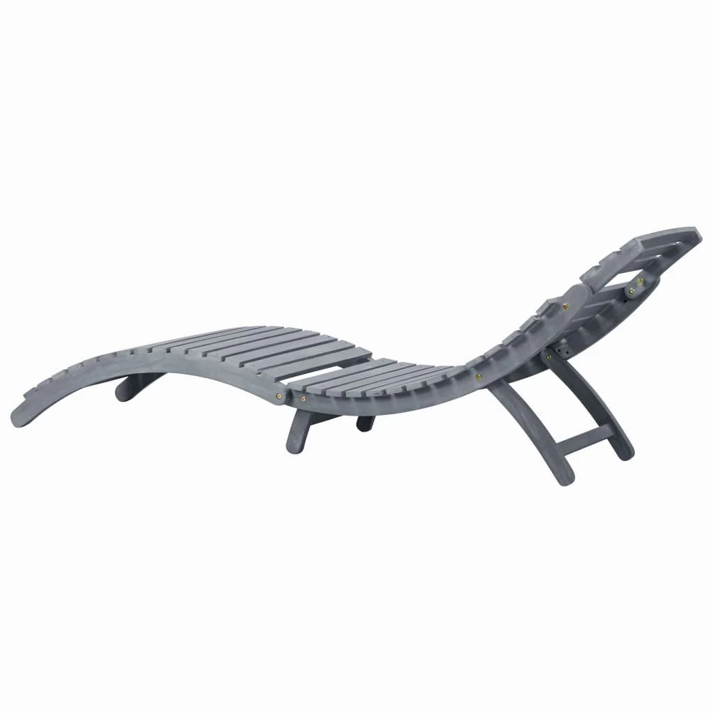 Lettino prendisole sedia a sdraio lettino prendisole letto da giardino mobili da esterno per patio con cuscino grigio legno massello di acacia 02_0012466