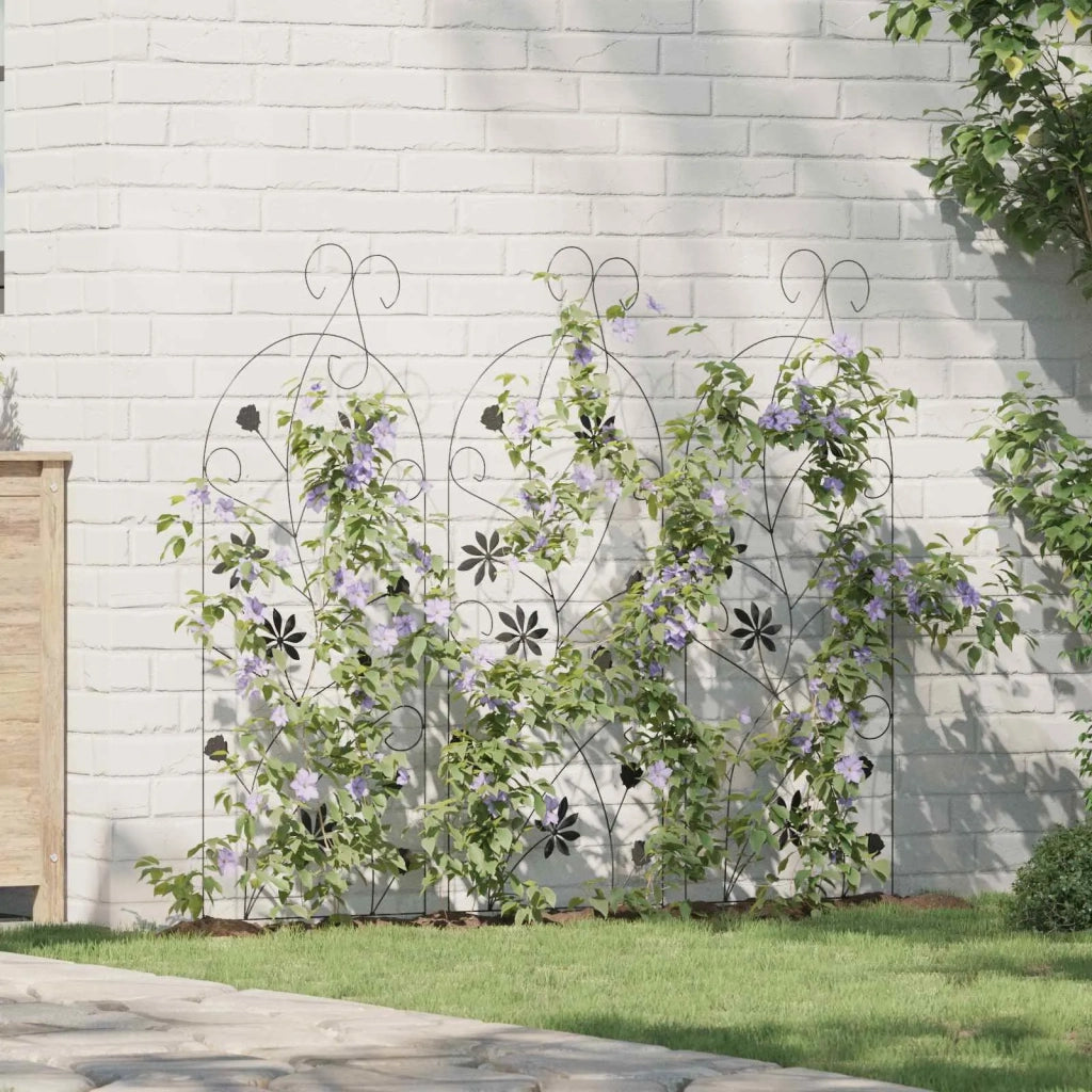 Recinzione per Giardino 3 pz Nero 112 x 39,5 cm Acciaio CFW3326196