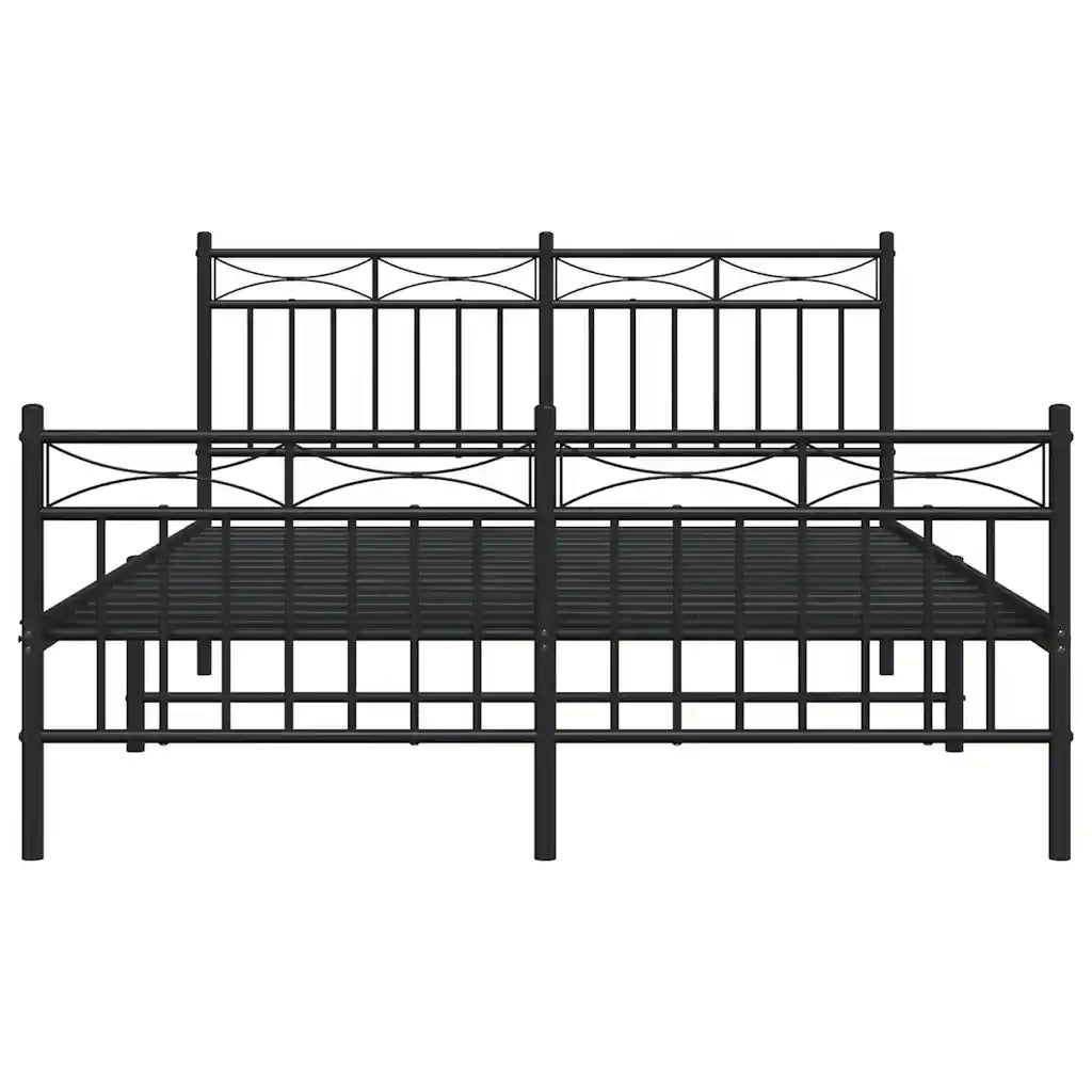 Giroletto con Testiera e Pediera Metallo Nero 135x190 cm 373708