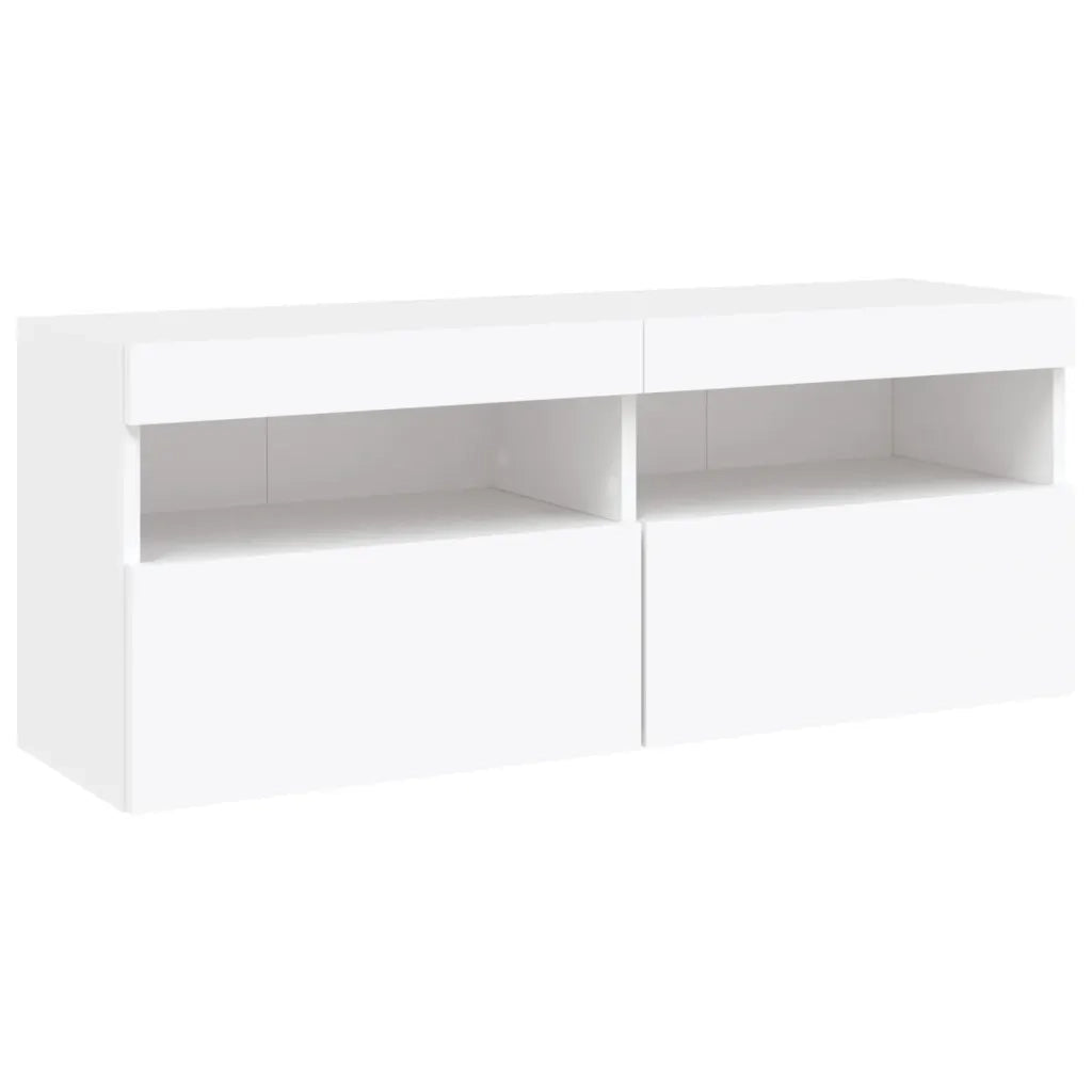 vidaXL Mobili TV a Muro con LED 5pz Bianchi in Legno Multistrato
