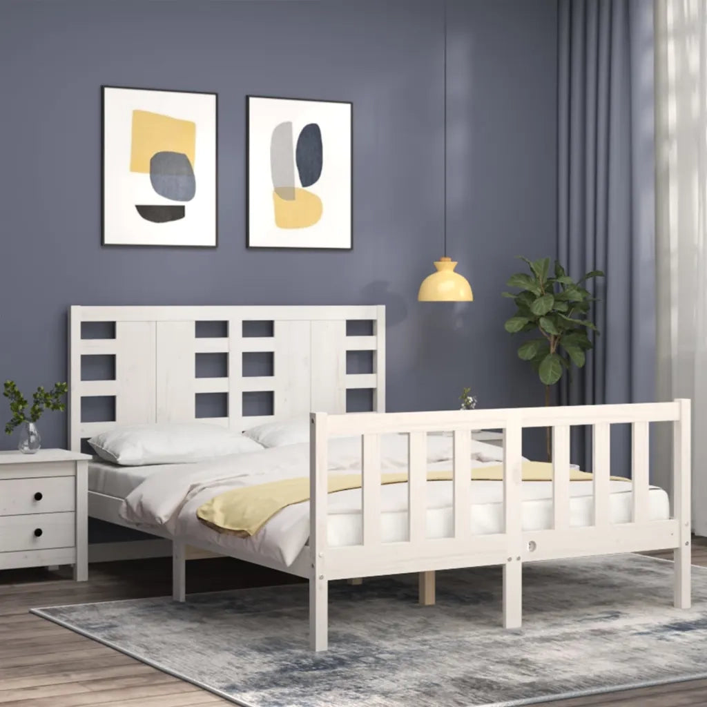 Giroletto senza Materasso-Struttura Letto Bianco 120x200 cm Legno Massello Pino 251819