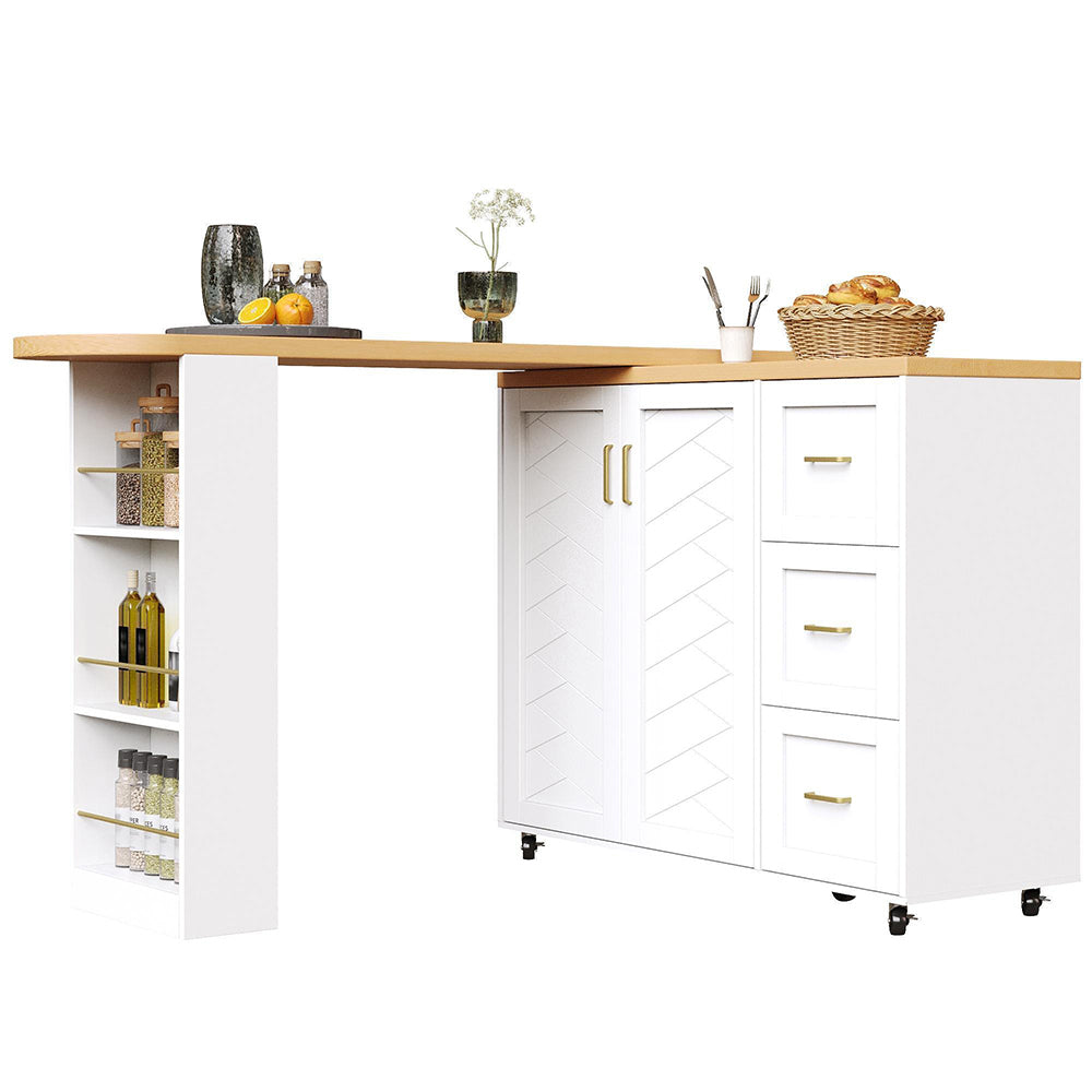 Carrello bar estensibile - Xylo - 2 porte 3 cassetti ruote bianco/nero