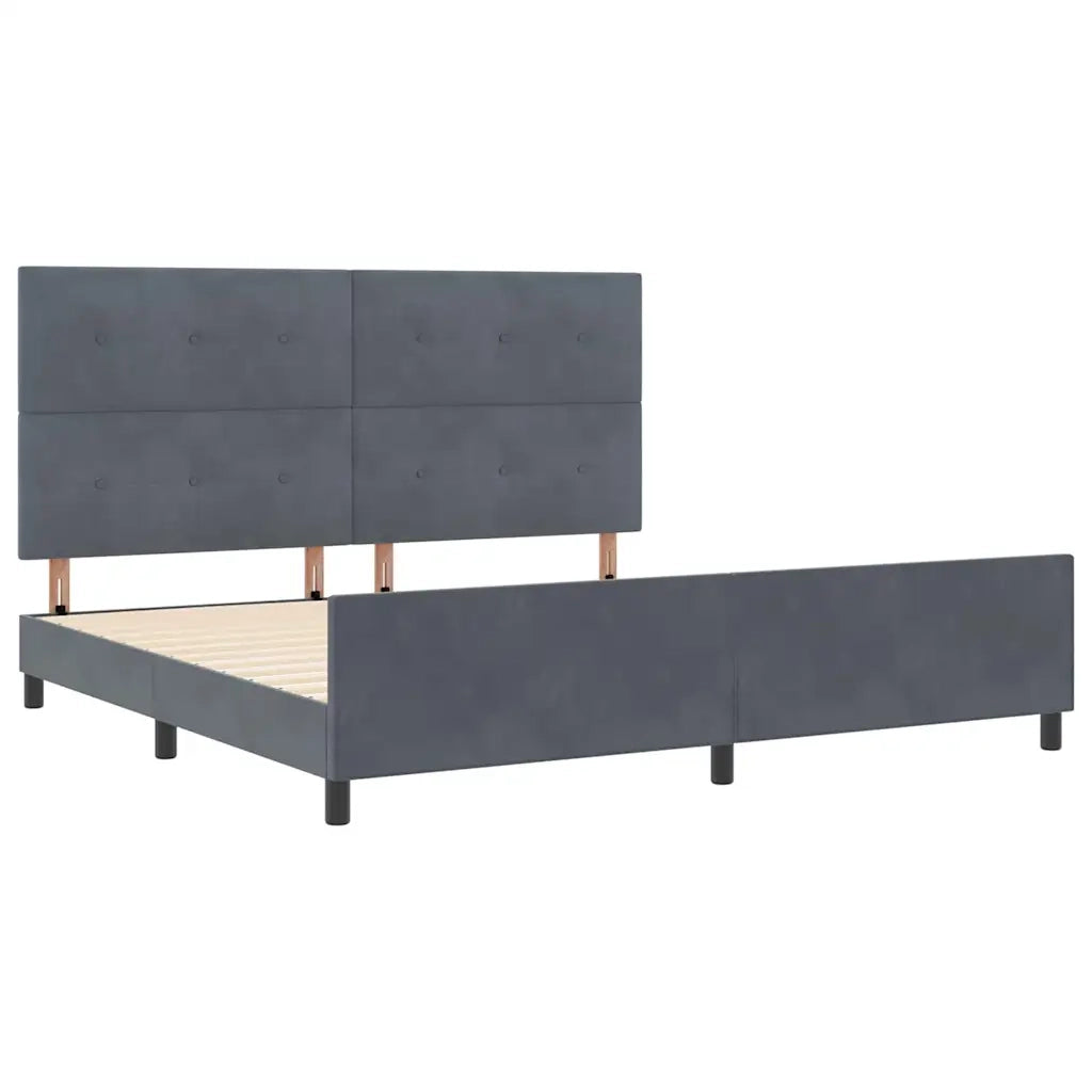 Letto a molle con testiera Grigio scuro 200 x 200 cm Velluto 3344964
