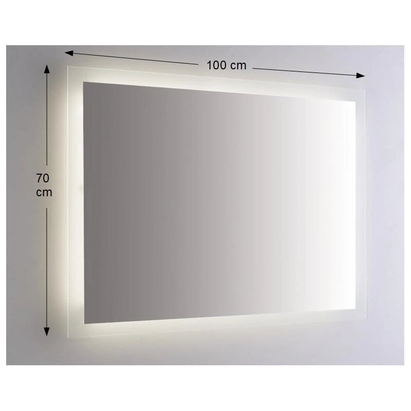 Specchio da Parete Rettangolare 100x70 cm spessore 4 mm con Illuminazione Perimetrale