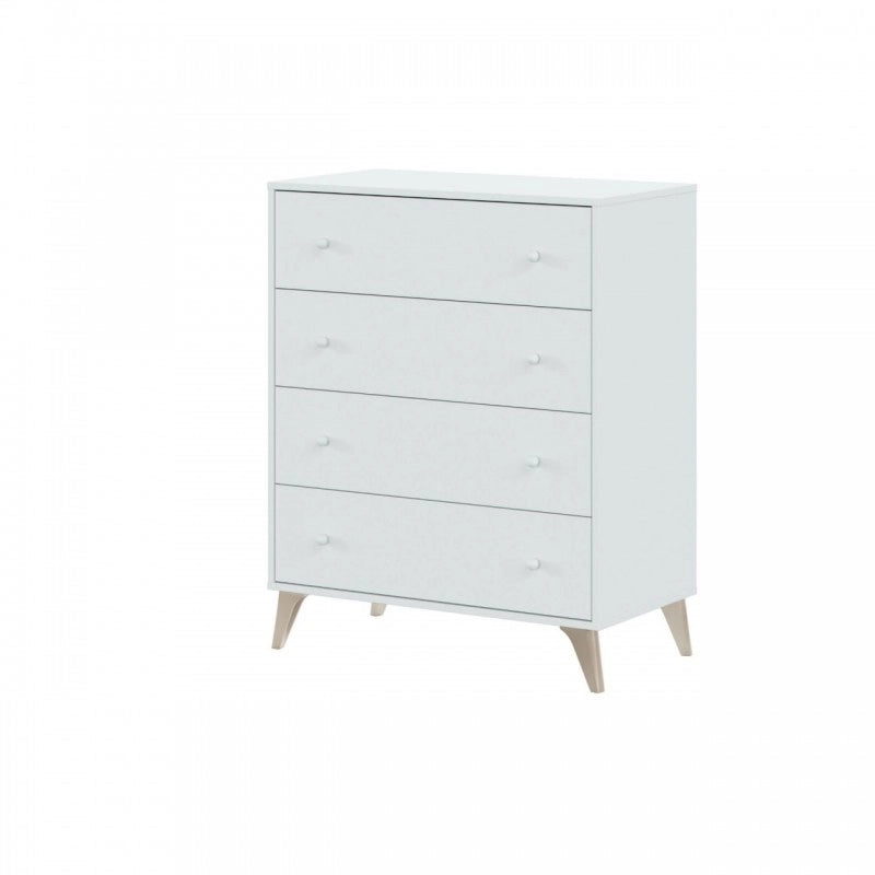 Cassettiera con piedini alti bianca cm 77.5 x 40 x 95 h