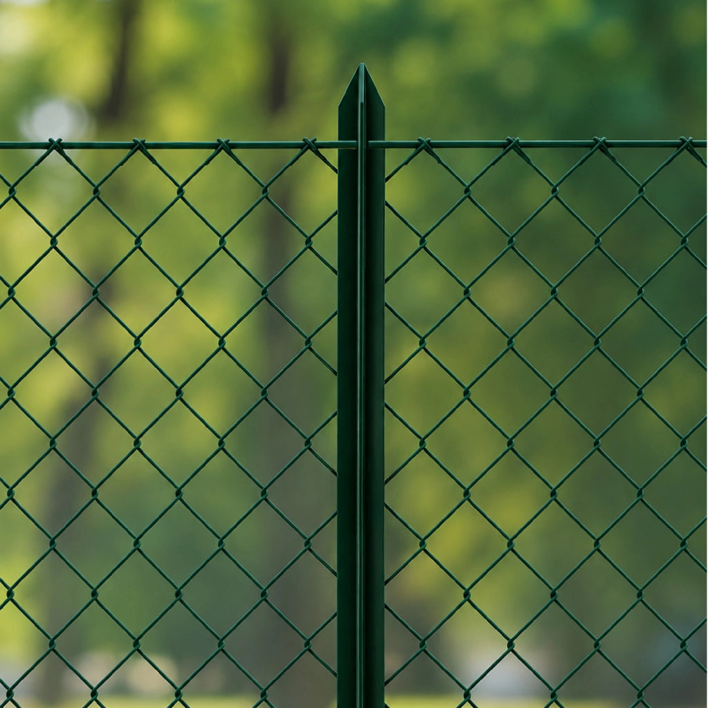 Pali per Recinzione in Acciaio Verde con Rivestimento PVC – Paletti a T con Punta Appuntita e Fori per Fissaggio Rete Metallica da Giardino, Orto e Recinti Esterni Resistenti alla Ruggine 5 Pezzi-200cm