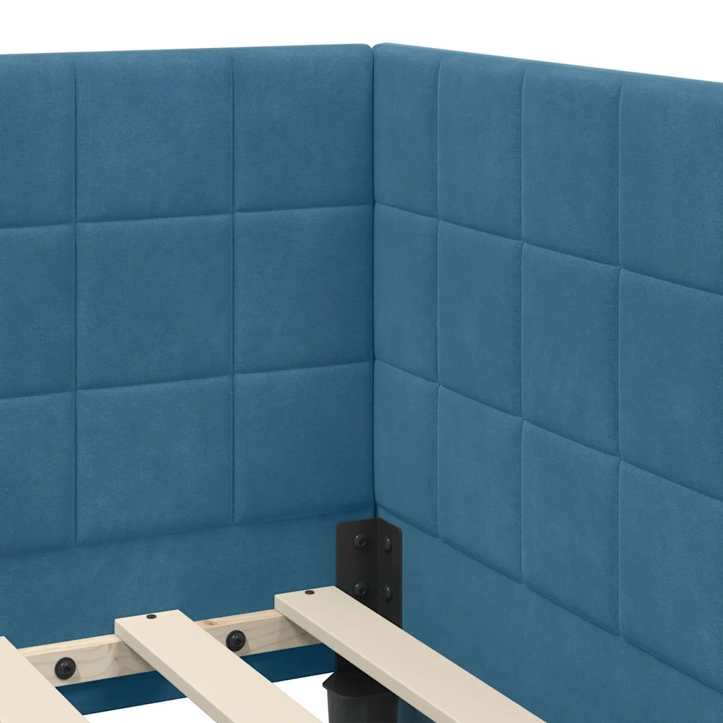 Cornice del letto ad angolo Blu 80 cm x 200 cm Velluto 42016367