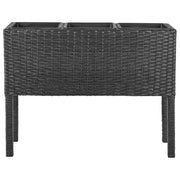 Fioriera da giardino in finto rattan nero con 3 inserti per interni e per esterni