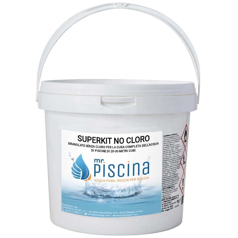 SUPERKIT NO CLORO confezione da 4 bustine da 280 gr predosate per piscine fino a 30 mc