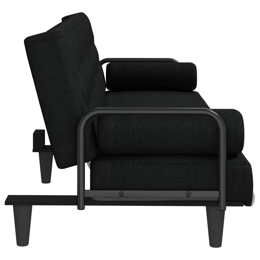 Divano Letto con Braccioli Nero in Tessuto 351939
