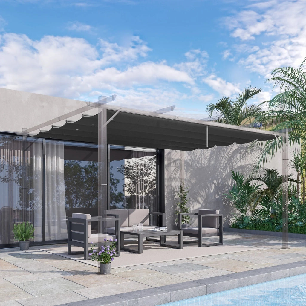 Telo di Ricambio per Pergola da Giardino 350x260 cm in Poliestere Grigio Scuro