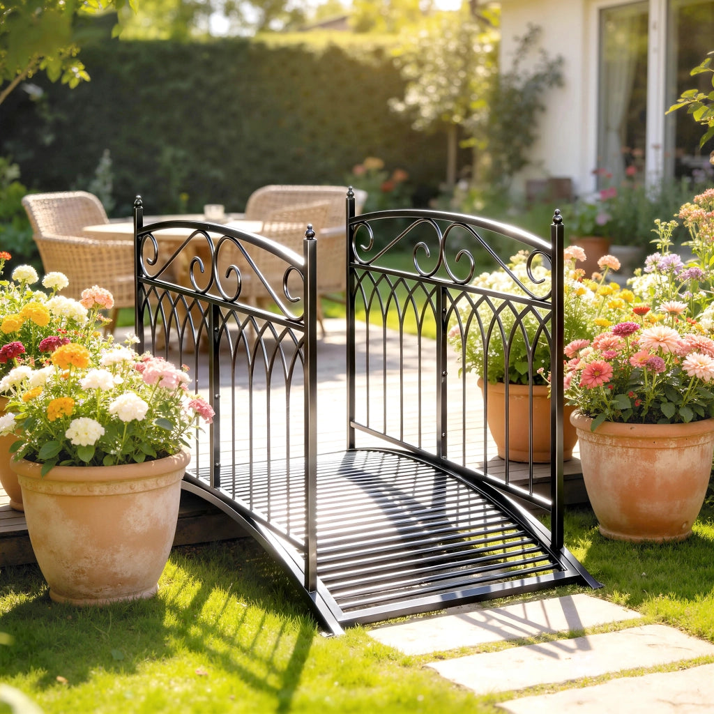 Ponticello da Giardino in Metallo Stile Barocco ¨C Zephmum ¨C Nero 91cm