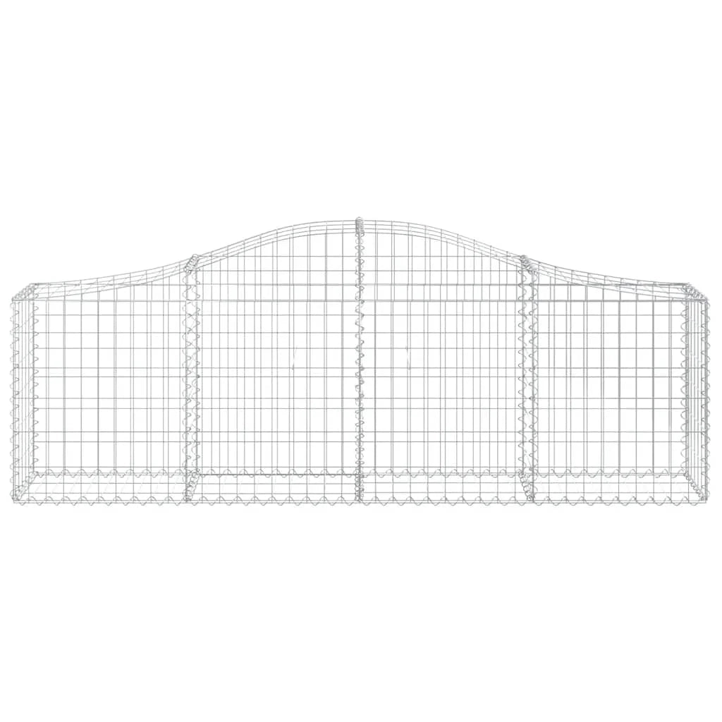 Cestini gabbioni recinzione a gabbia muro di contenimento ad arco 3 pezzi 200 x 30 x 60/80 cm ferro zincato argento 02_0040740