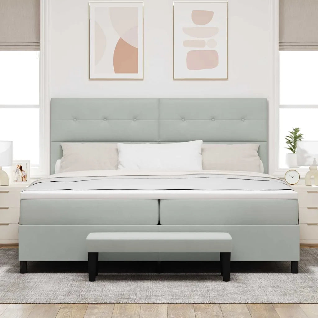 Letto a molle con materasso Grigio chiaro 200 x 200 cm Velluto