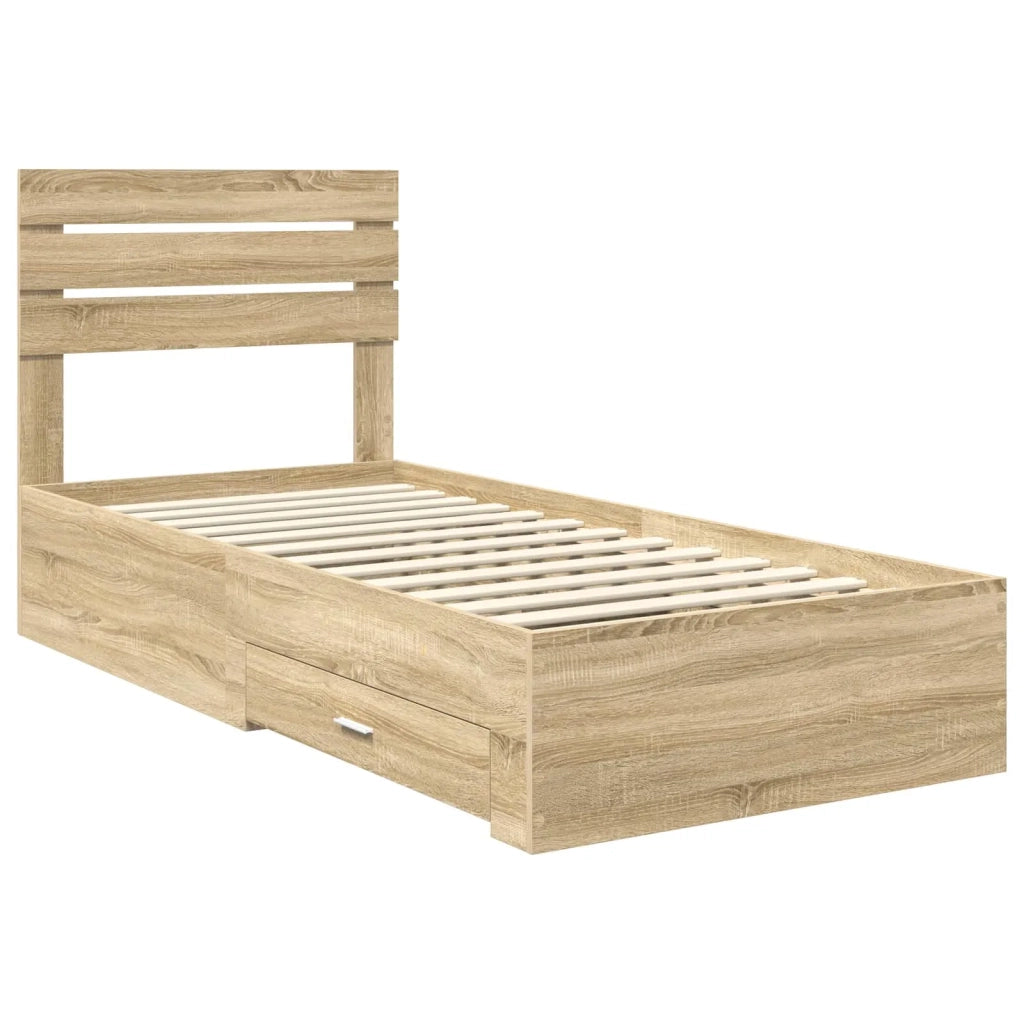 Struttura del letto con cassetto con testiera Legno multistrato 3411677