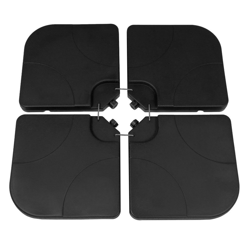 Set 4 Pesi Base Ombrellone Decentrato Quadrata Riempibile Nero