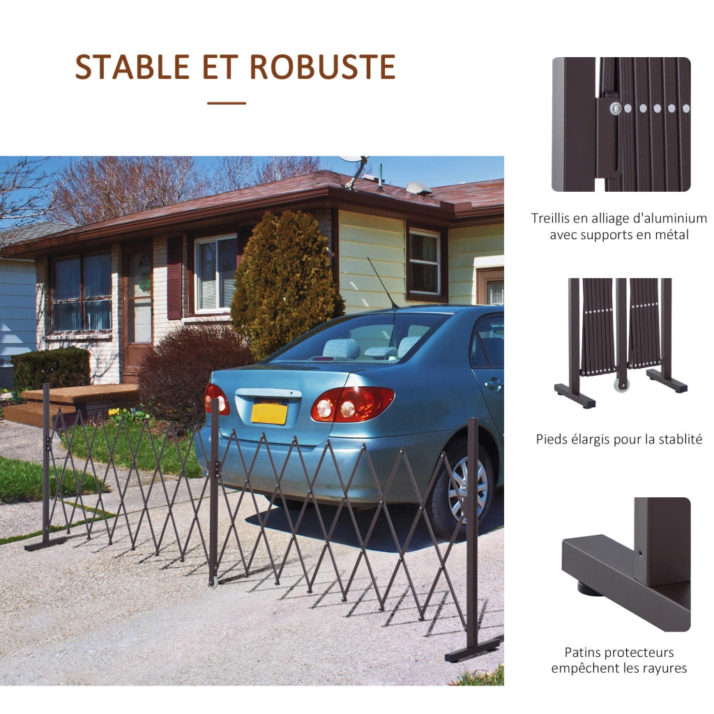 Barriera di Sicurezza Estensibile con Ruote ¨C zephmum ¨C 405x31x104 cm Colore Cioccolato